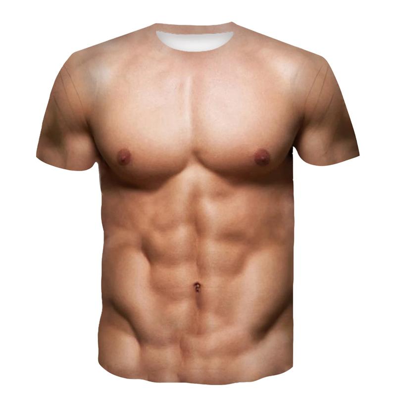 ETST0011 Grappig Nep Spier T-shirt Mannelijk Zomer Mode Casual Sport T-shirt Kleding Vrouwen Mannen Streetwear 3D Geprinte Spierkleding Tops L