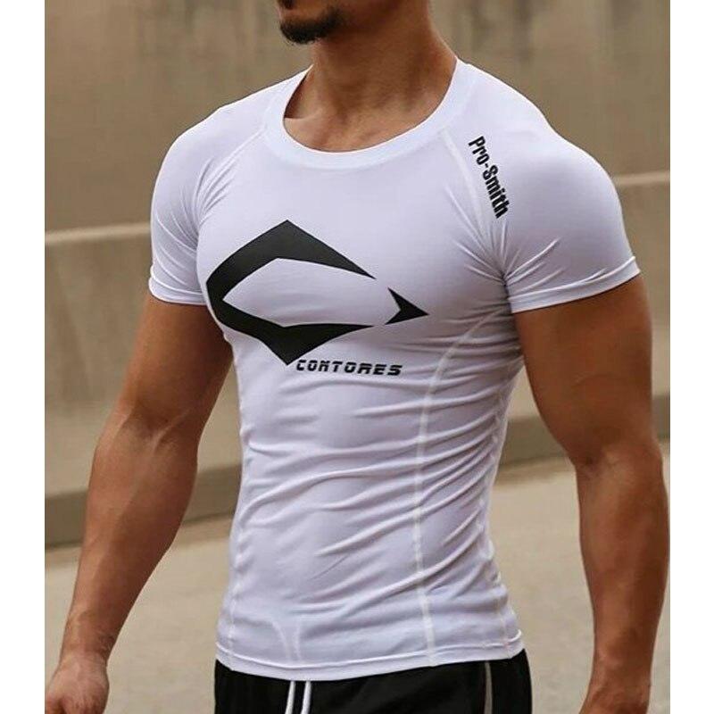 Bertas Heren sneldrogende fitness bedrukte tees buitensport hardlopen klimmen korte mouwen shirt panty bodybuilding tops S donkergrijze kleur