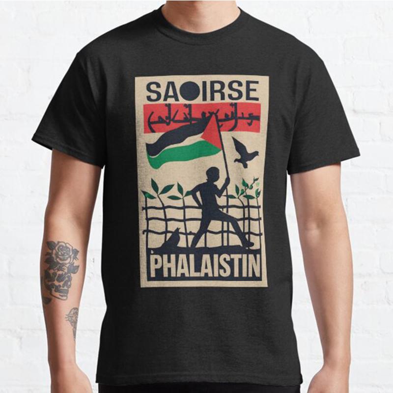 FT tss1 Plus Size S-3XL Ierland Palestina Solidariteit Bedrukt T-shirt Heren Tops Mode Kleding T-shirts L zwart