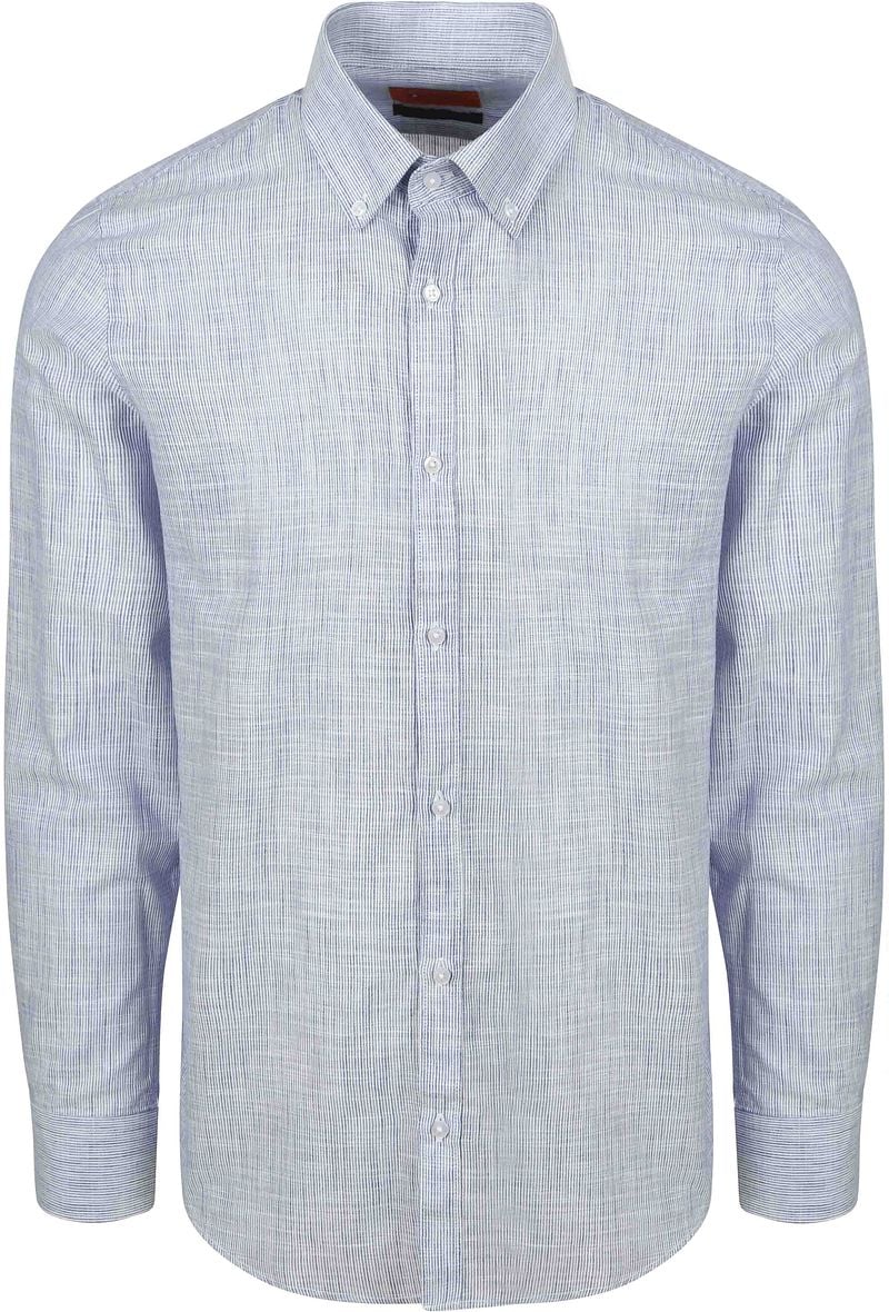 Suitable Overhemd Cotton Slub Streep Blauw