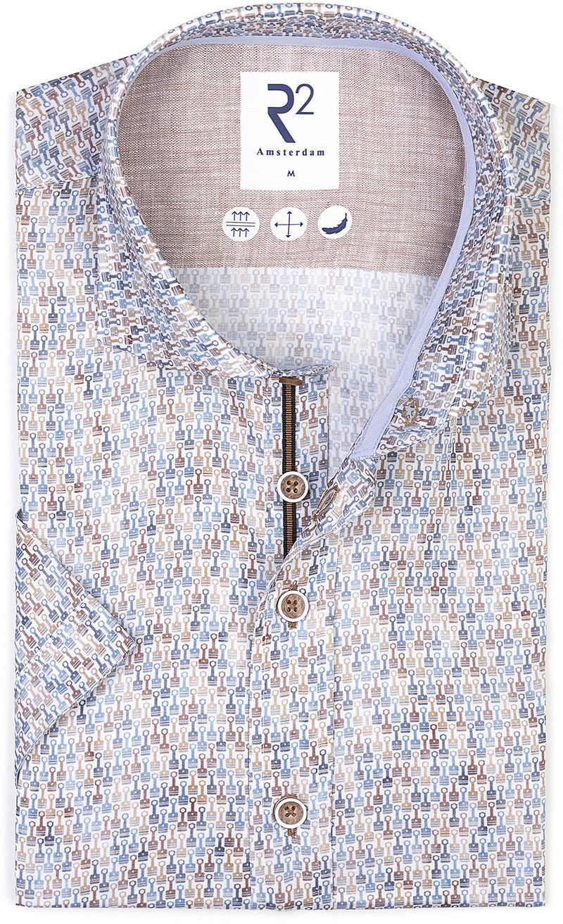 R2 Amsterdam R2 Overhemd Korte Mouwen Print Blauw