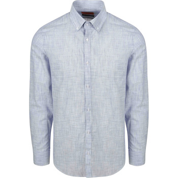 Suitable Overhemd Lange Mouw  Overhemd Cotton Slub Streep Blauw