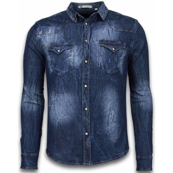 Enos Overhemd Lange Mouw  Denim Spijkerblouse Vintage Washed