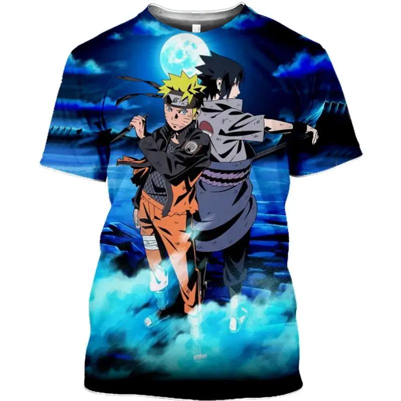 ETST0013 Anime T-shirt Naruto Short Sleeve Uzumaki Naruto T-shirt Uchiha Sasuke 3d Printing Men's Short Sleeve Children's Boy T-shirt Top M