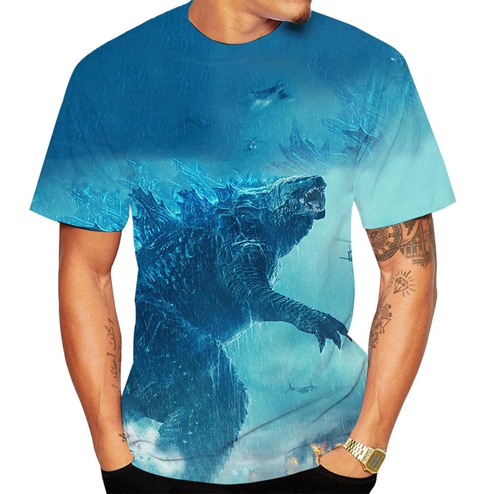 ETST 005 Zomermode T-shirt met dinosauruspatroon Heren 3D-print T-shirts Casual Korte Mouwen Films Films Grappige T-shirts Streetwear Tops 2XL