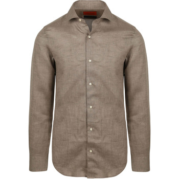 Suitable Overhemd Lange Mouw  Overhemd Linnen Taupe