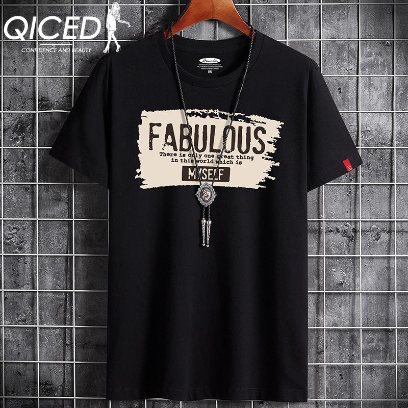 QICED Zomer T-shirt met korte mouwen Heren O-hals Trend Ondershirt XXXL zwart