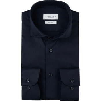 Profuomo Overhemd Lange Mouw  Twill Overhemd Navy