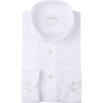 Profuomo Overhemd Lange Mouw  Twill Overhemd Wit