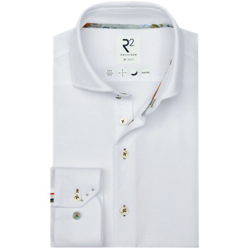 R2 Amsterdam Overhemd Lange Mouw  R2 Japanese Knitted Overhemd Korte Mouwen Wit