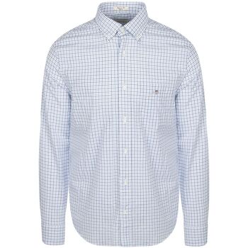 Gant Overhemd Lange Mouw  Casual Overhemd Poplin Ruit Blauw