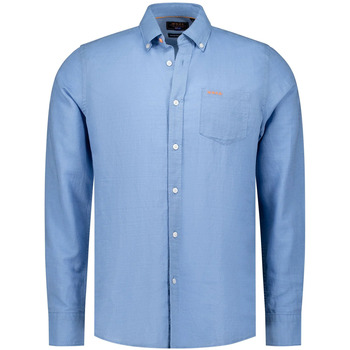 New zealand auckland Overhemd Lange Mouw  NZA Shirt Clayton Linnen Blend Pacific Blue