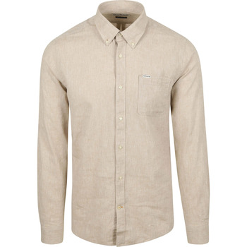 Barbour Overhemd Lange Mouw  Shirt Nelson Tailored Stone Beige
