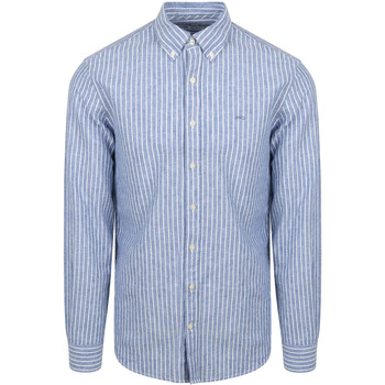 Mcgregor Overhemd Lange Mouw  Overhemd Linnen Blend Streep Blauw