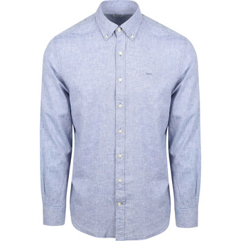 Mcgregor Overhemd Lange Mouw  Overhemd Linnen Blend Vintage Blauw