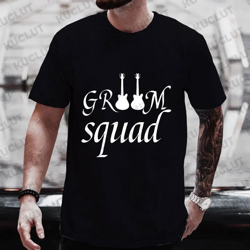 Comfortable season Gitaar Grafische Tops Team EVG Groom Squad Best Man T-shirt Groomsman Tees Vrijgezellenfeest Vrijgezellenfeest Trouwblouses L beige