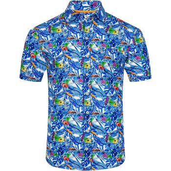 R2 Amsterdam Overhemd Lange Mouw  R2 Overhemd Korte Mouwen Print Blauw