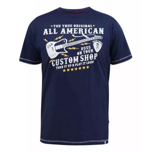 Duke Heren D555 Bronte All American Gitaar Gitaar Kingsize T-shirt 5XL Vloot