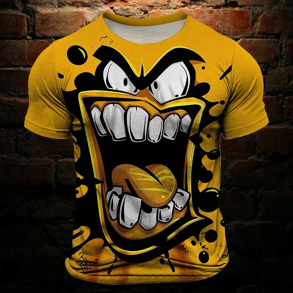 Xuhaijian02 Men's T shirt Tee Funny Grimace 3D Print Vintage Fashion Cool Crew Neck Clothing Apparel Daily Holiday Vacation Short Sleeve top 2XL