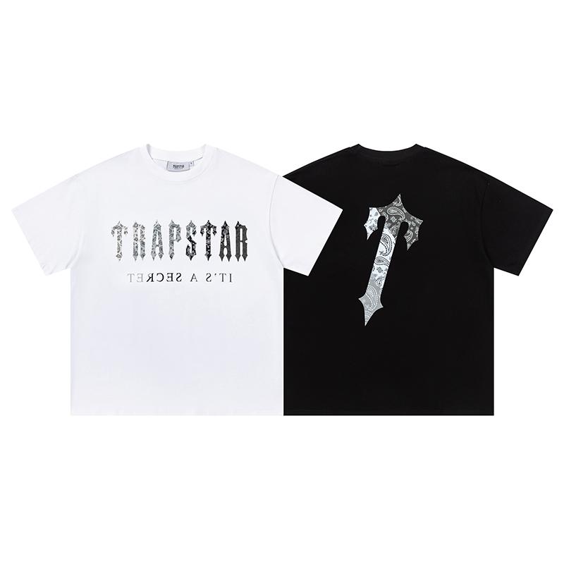 Trapstar London 639  2025 Zomer Nieuw Hoge Kwaliteit Katoen Ronde Hals Losse Grote Maat Heren- en Dames T-shirt Koppel T-shirt S zwart