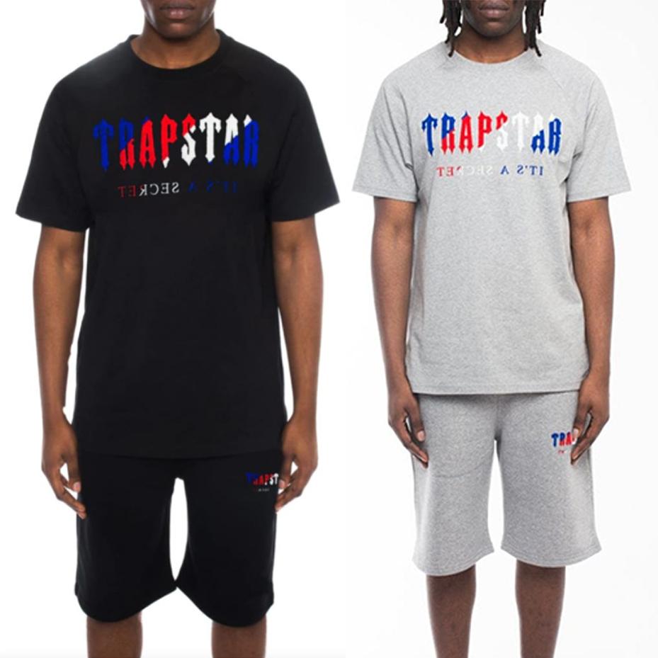 Trapstar London 732  2025 Zomer Nieuw Handdoek Geborduurde Ronde Hals Losse Oversized T-shirt Casual Shorts Set S