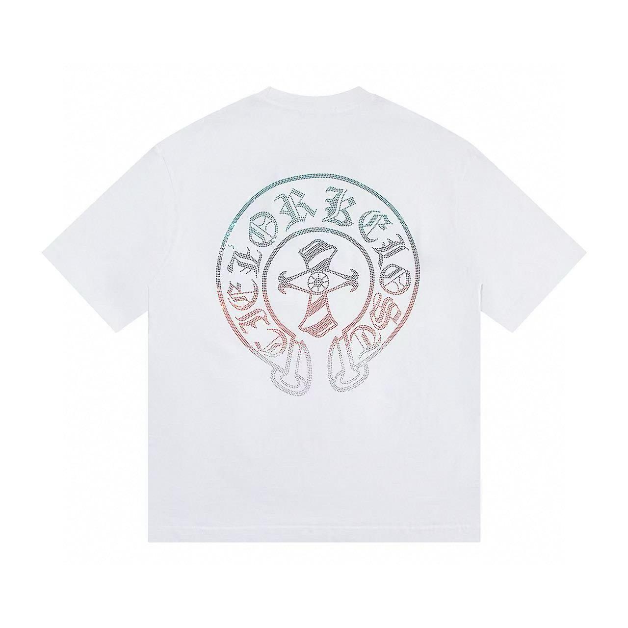 Chrome Hearts W366  2025 Zomer Nieuw Hoge Kwaliteit Katoen Ronde Hals Losse Grote Maat Heren- en Dames T-shirt Koppel T-shirt L zwart