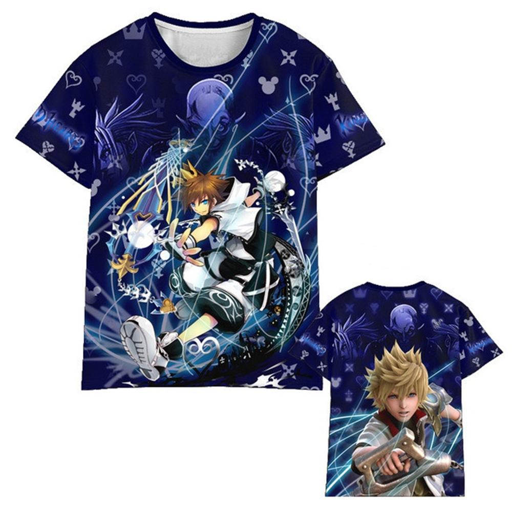 ETST 006 Hot Game Kingdom Hearts 3D Geprint T-shirt Mode Korte mouw Cosplay Street Style Tops Mannen Vrouwen Kinderen T-shirt Maat (100-6XL) L