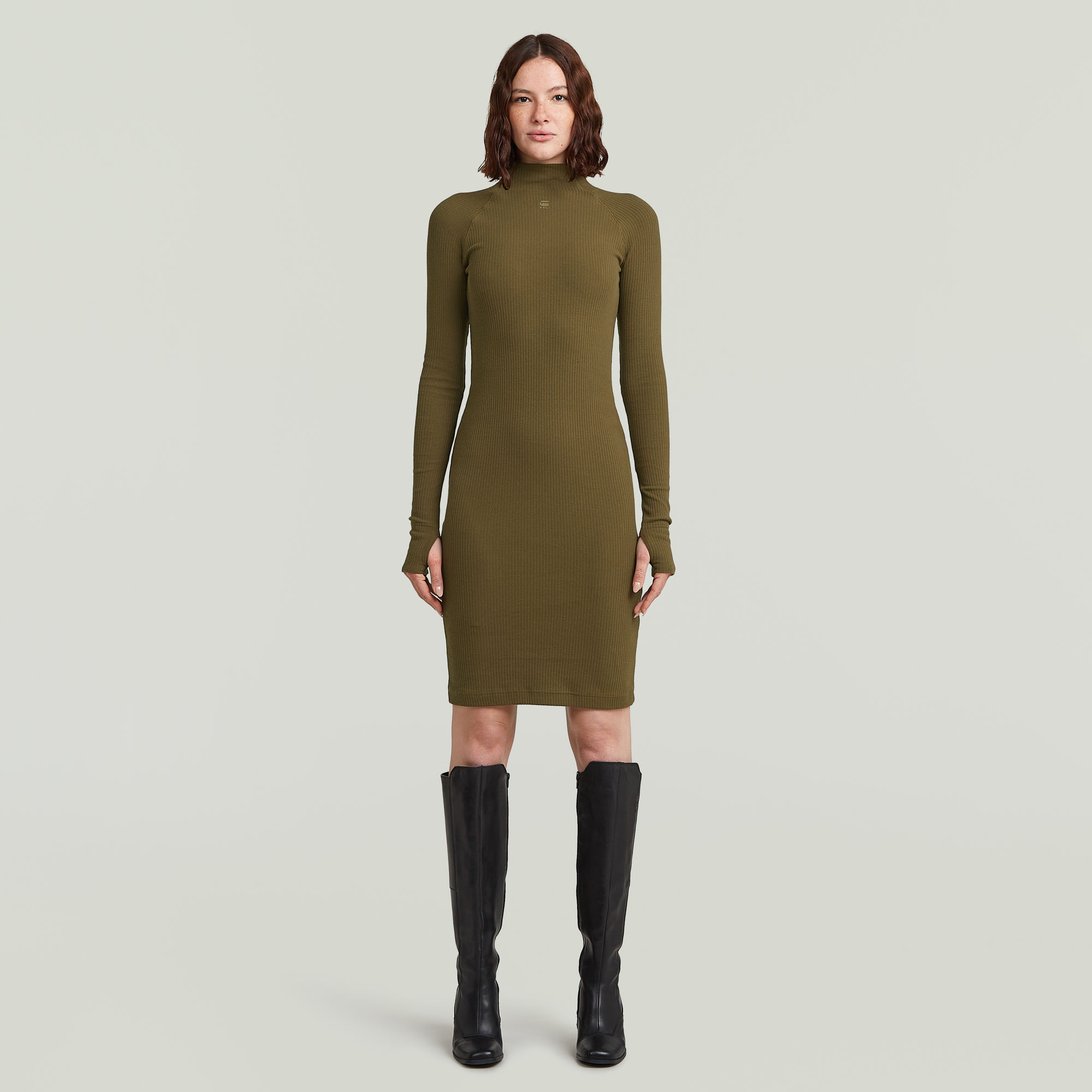 G-Star RAW Rib Slim Jurk - Groen - Dames