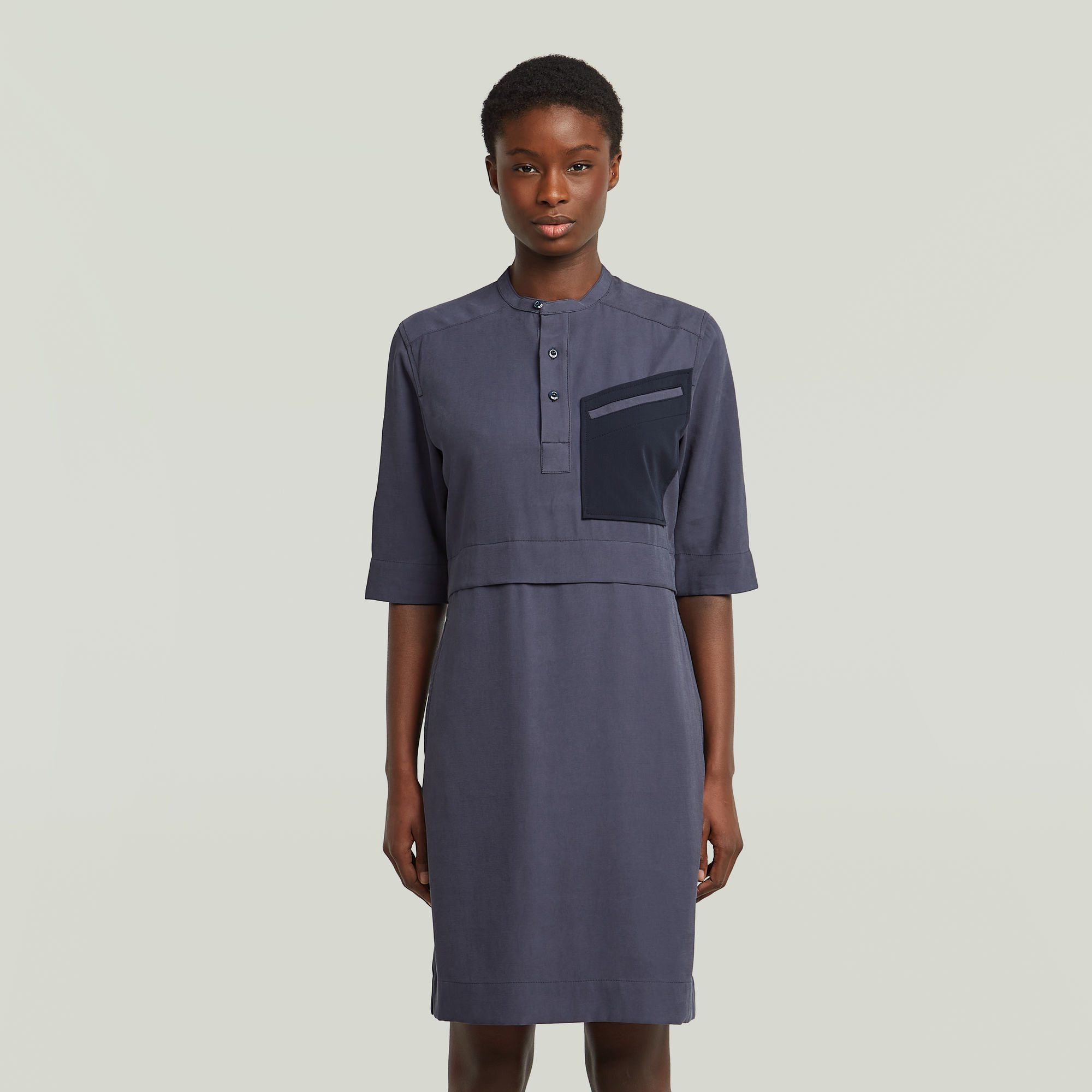 G-Star RAW Half Placket Overhemdjurk - Donkerblauw - Dames