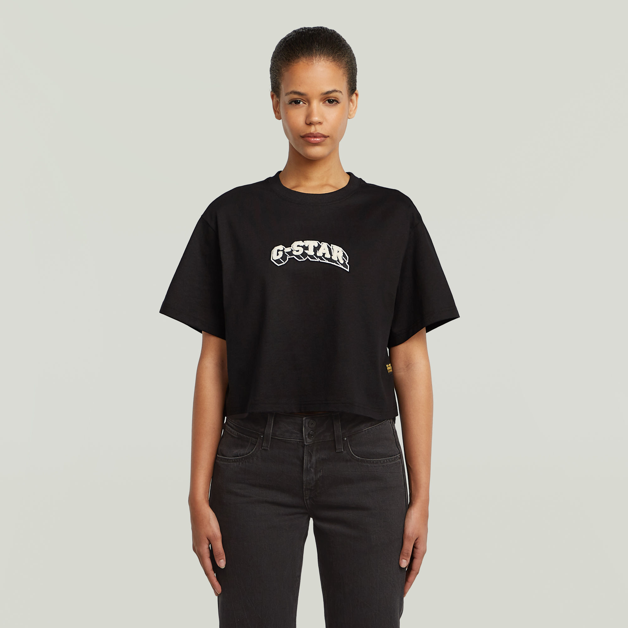 G-Star RAW Felt Logo Boxy T-shirt - Zwart - Dames
