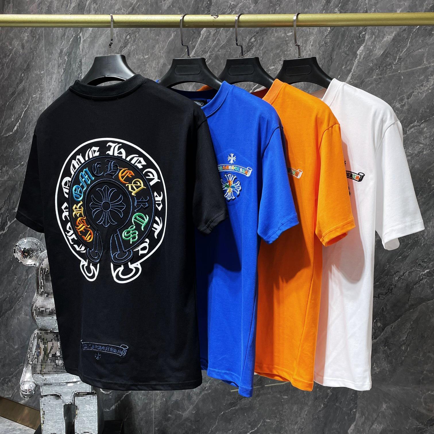 Chrome Hearts 8719  2025 Zomer Nieuw Hoge Kwaliteit Katoen Ronde Hals Losse Grote Maat Heren- en Dames T-shirt Koppel T-shirt XL