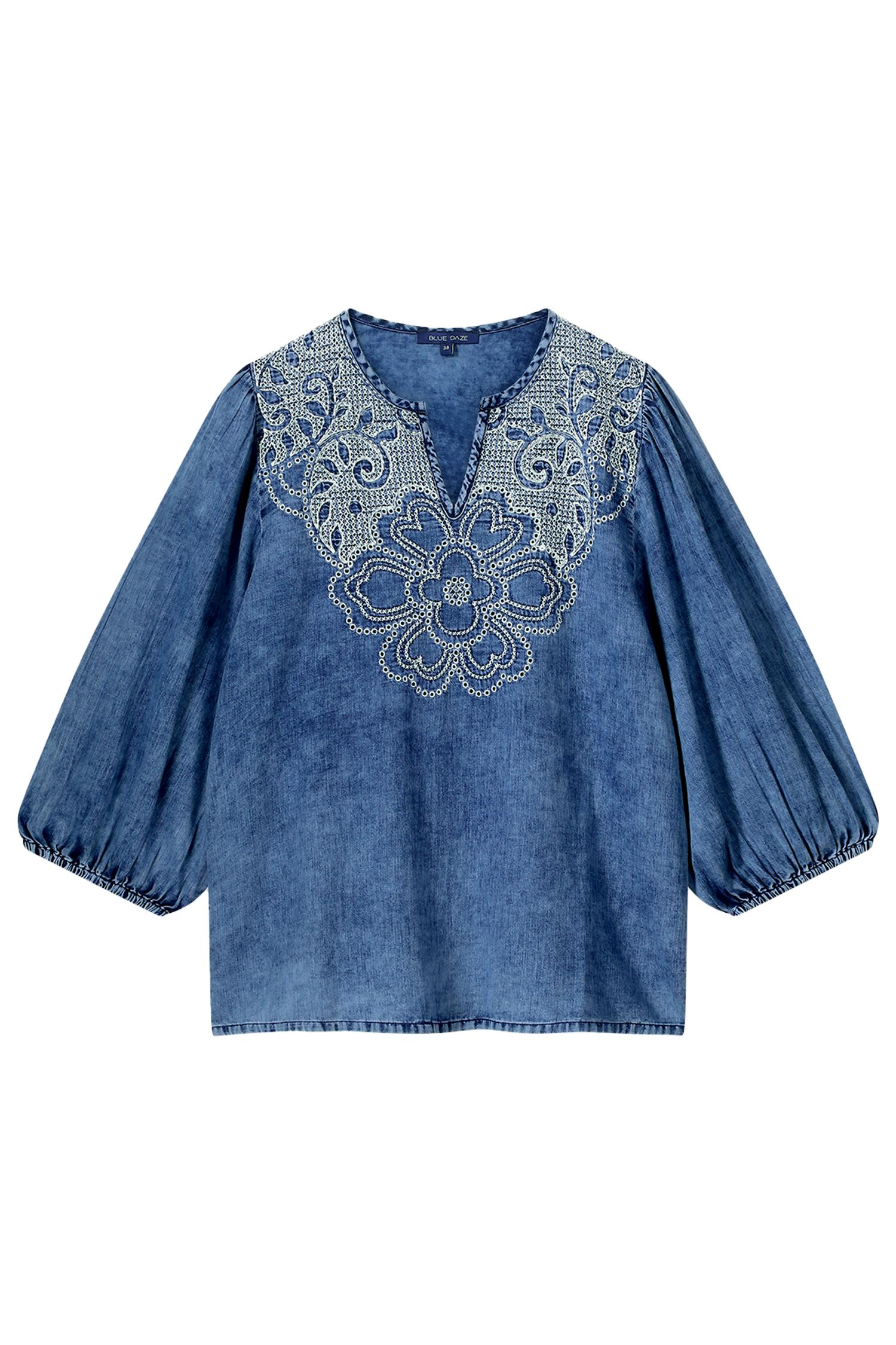 Summum 2s3217-11631 shortsleeve top cotton indigo