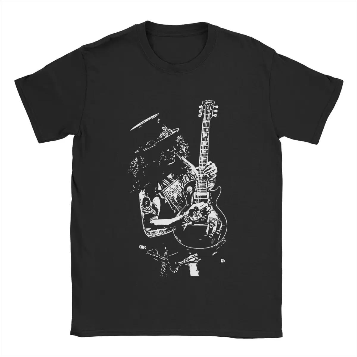 The best product for you Slash Gitaar Guns N Roses Heren T-shirt Vrije Tijd T-shirt Korte Mouw O-Hals T-shirt Puur Katoen Plus Size Kleding L zwart