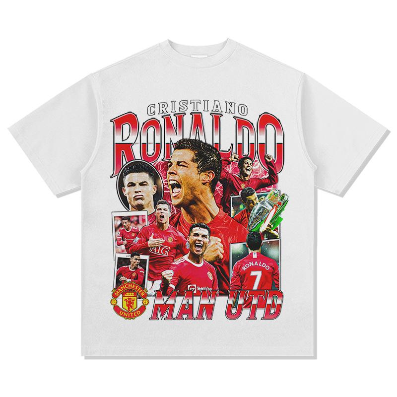 Comfortable season 2025 Voetbalster Cristiano Ronaldo patroon bedrukt T-shirt trend Comfortabel retro 100% katoen ronde hals korte mouw T-shirt L