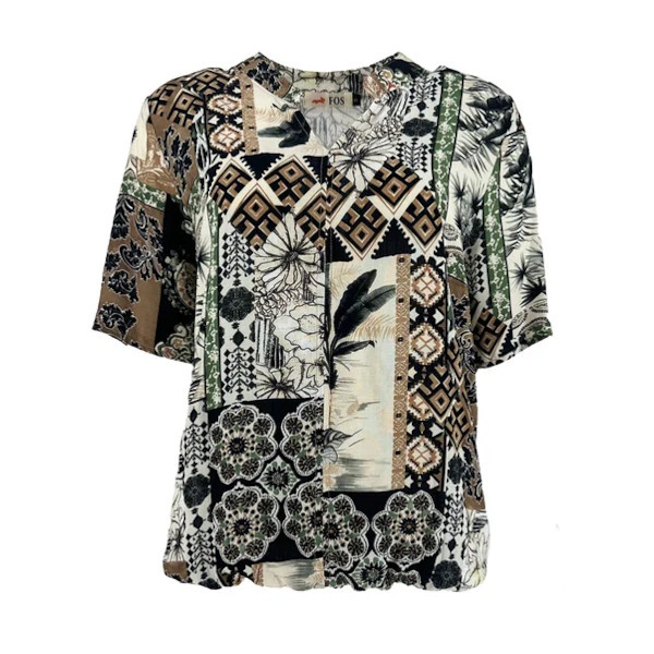 FOS Amsterdam Top doortje patch tropical zwart