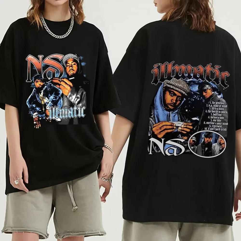 Comfortable season Rapper Nas Illmatic Grafisch T-shirt Herenmode Vintage T-shirt Casual 100% Katoen Korte Mouw T-shirts Hip Hop Streetwear L