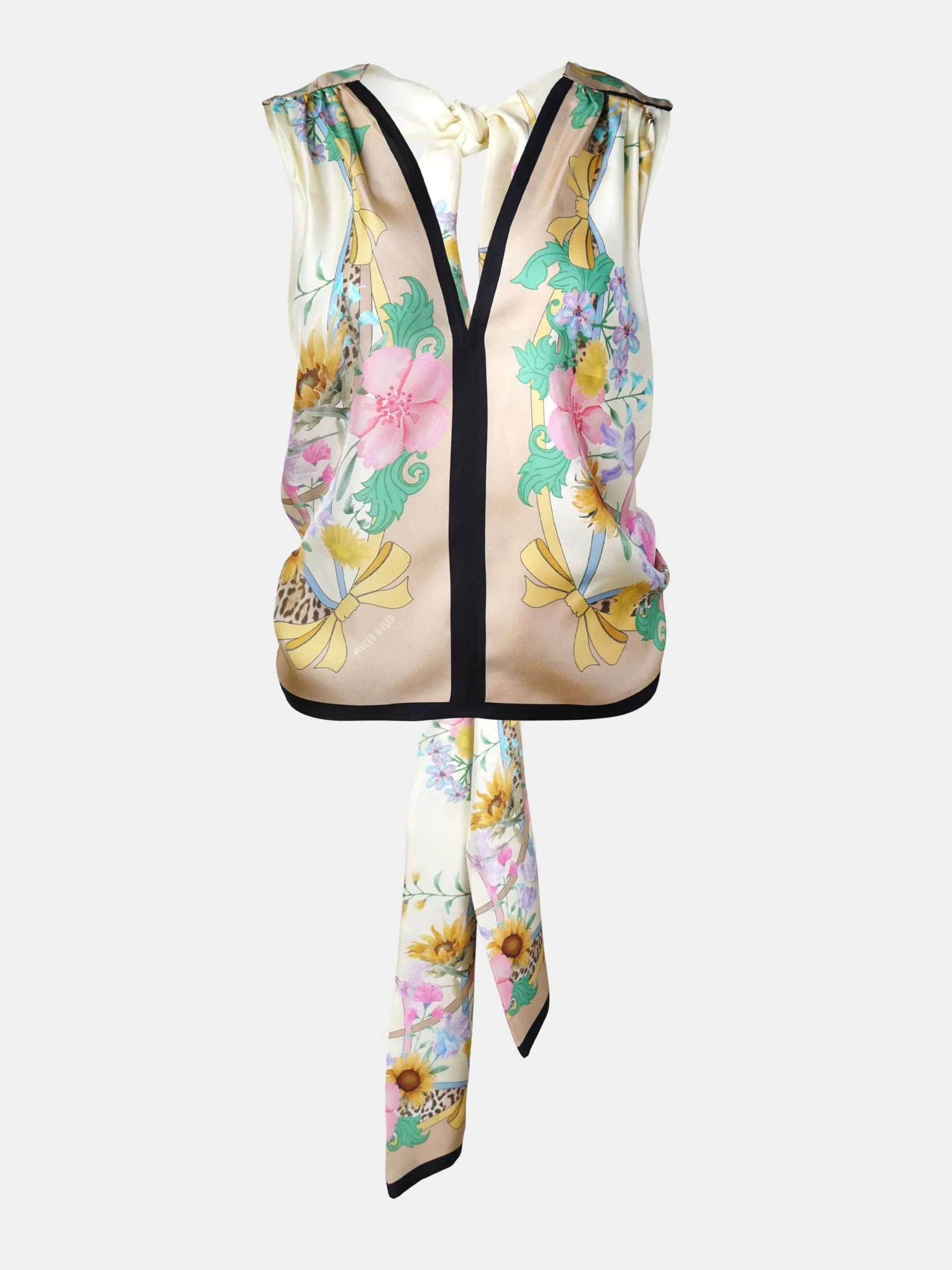 Mucho Gusto  top teramo crème bloemen luipaardprint