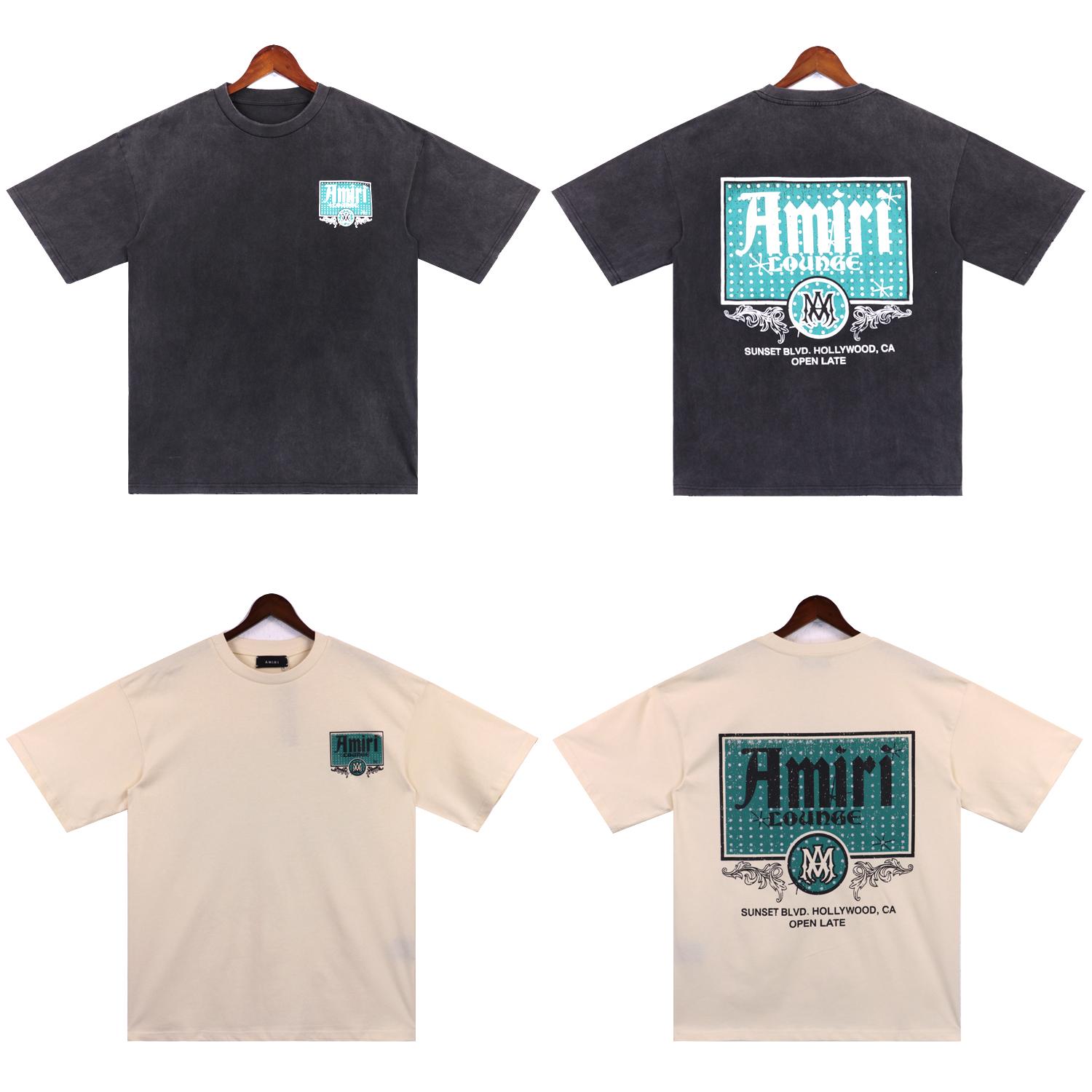 Amiri 2250  2025 Zomer Nieuw Heren- en Dames Losse Wassing Vintage Groot T-shirt Koppel T-shirt XL