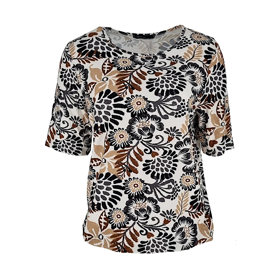 FOS Amsterdam Top sisi flower stamp zwart
