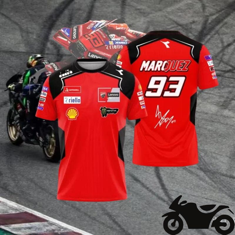 Zengyanqin02 Heren Dames MOTO Nieuw Fiets T-shirt Motocross Losse Ademende Sneldrogende Sportshirt Marc Márquez 93 Extra Grote Casual T-shirt L