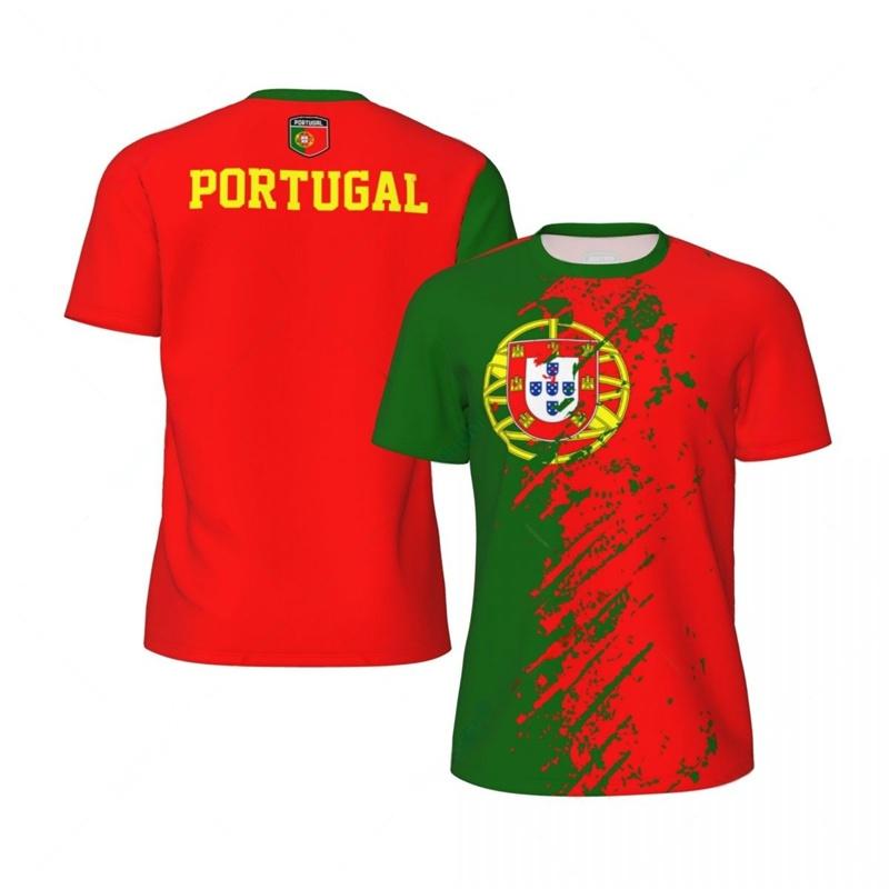 Laoxu Cool 3d Printed Portugal T-shirt For Men Summer Football T Shirt Sports Running Fitness Tshirt Streetwear Short Sleeves Tee XL wit