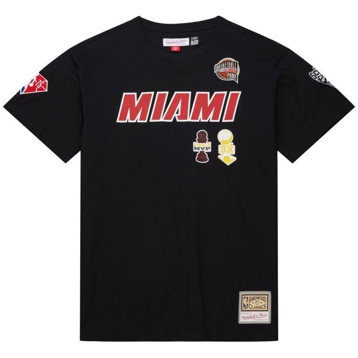 59caps T-shirt - mitchell & ness - miami heat hall of fame - 100% coton - coupe ajustée - noir