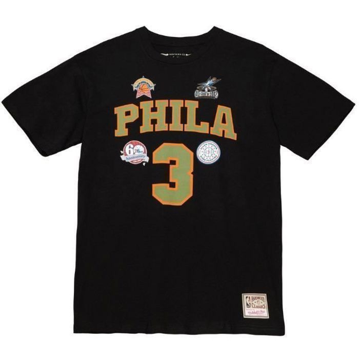 59caps T-shirt de basket-ball - Mitchell & Ness - Philadelphia 76ers - NBA Script N&N - Allen Iverson - Noir