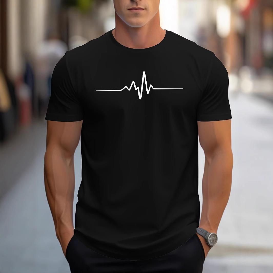 Plus Size FUGUIS Heren Losse Creatieve Grafische 3D Geprinte Casual T-shirt met Ronde Hals en Korte Mouwen XL