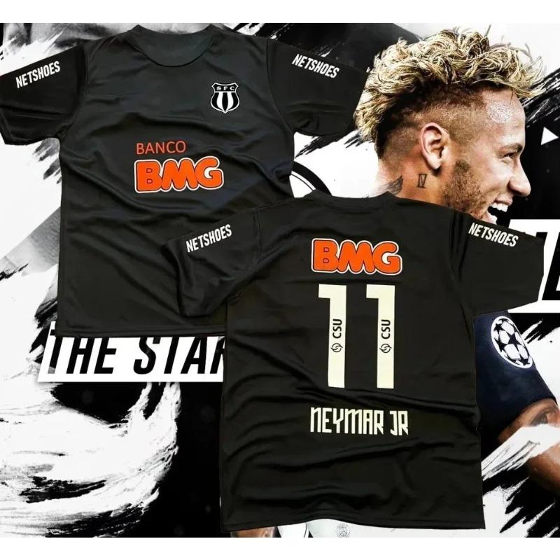 Haijian03 Klassiek Retro Santos Voetbalshirt 11 Santossi Neymar Heren Buitensporten Plus Size 3D Geprint Plus Size Sneldrogend T-shirt XL