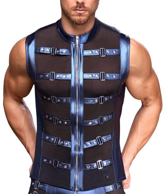 Kamasutoys Sexy Veste avec zip Top Eclino Bleu métallisé - NEK - T-shirt Sexy