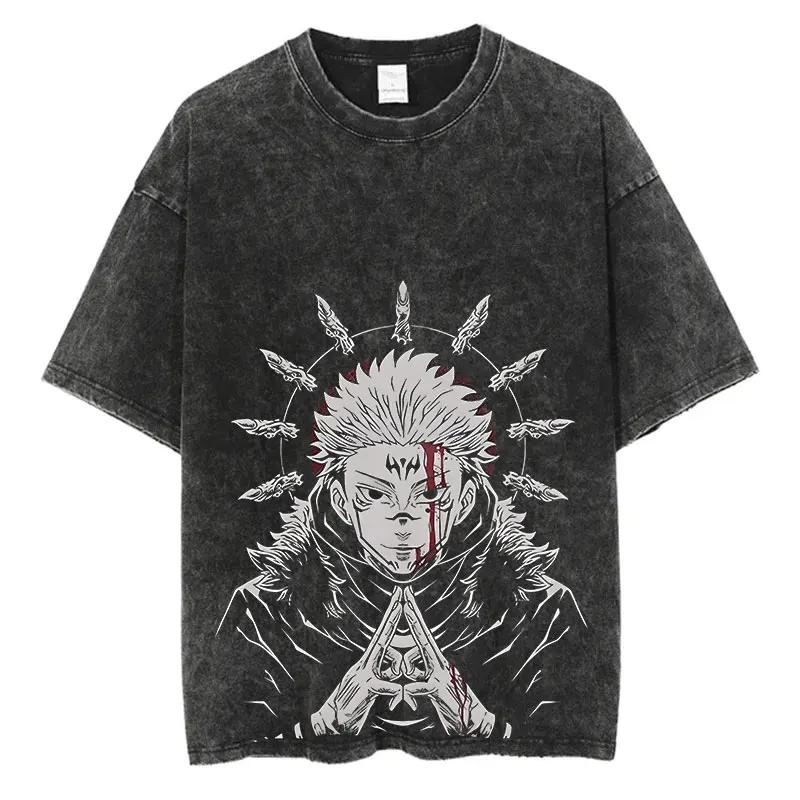 Continuous Updates Anime Jujutsu Kaisen Gojo Satoru T Shirts Washed Men Women Cotton T-Shirts Ryomen Sukuna Retro for Men Women Tops Tees 3XL