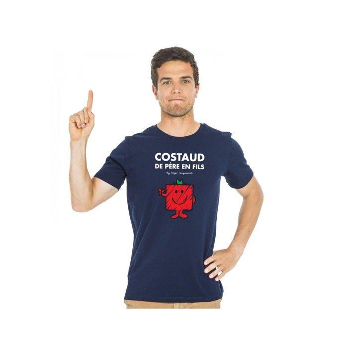MANI TEXTILE T-shirt homme - Monsieur Madame - Costaud de père en fils - Bleu - Coton bio - Manches courtes