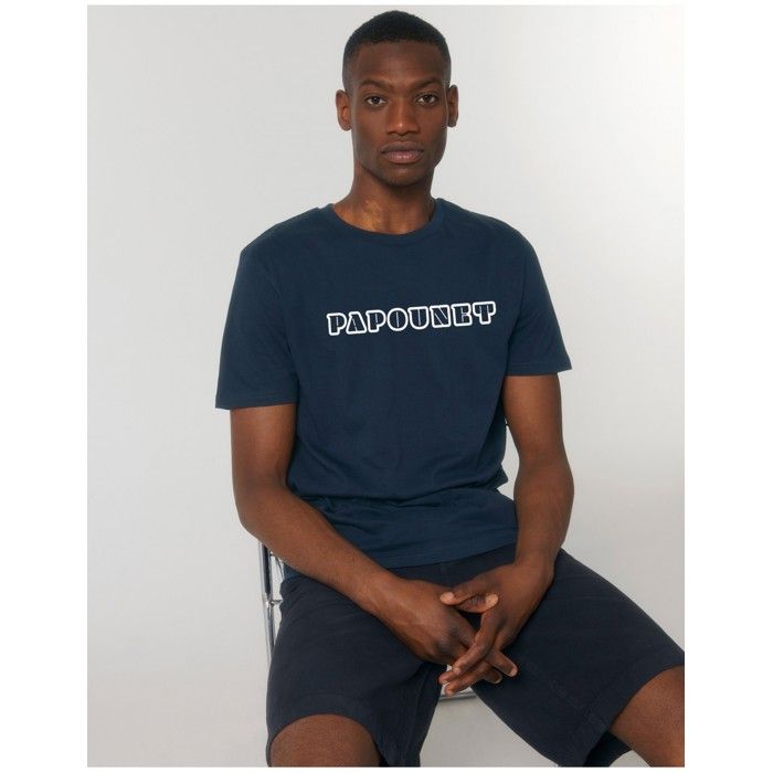 MANI TEXTILE T-shirt homme - Ma Petite Tribu - Papounet - Bleu - Coton bio - Manches courtes