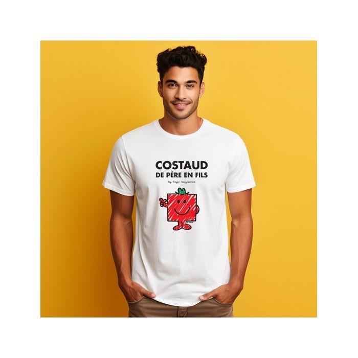MANI TEXTILE T-shirt homme - Monsieur Madame - Costaud de père en fils - Blanc - Coton bio - Manches courtes
